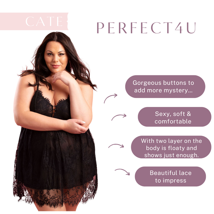 Cate Plus Size Double Layer Lace Nightie