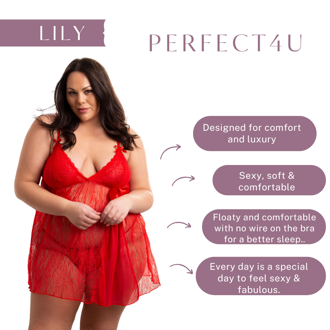 Lily Red Plus Size Nightie with Bow