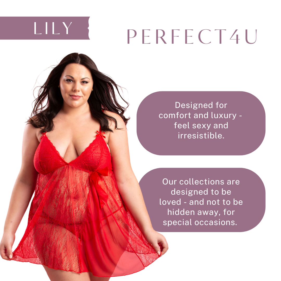 Lily Red Plus Size Nightie with Bow