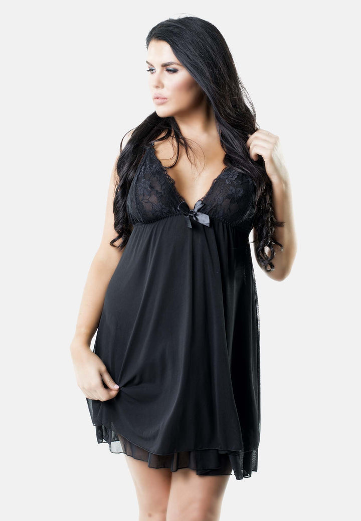 Amor Double Layer Black Plus Size Chemise