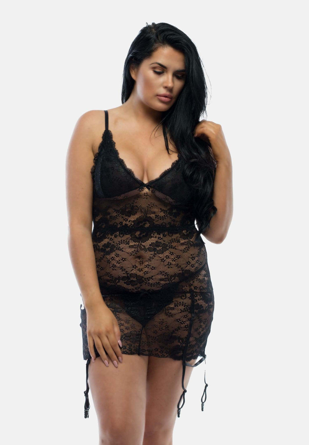 Plus Size Black Lace Bustier