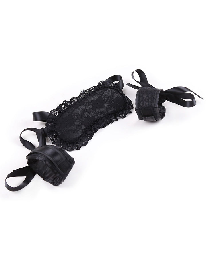 Black Lace Mask & Handcuffs Set